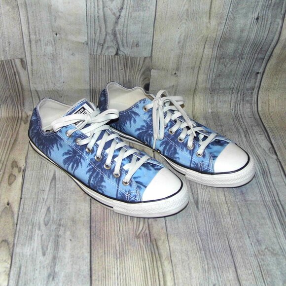 CONVERSE Chuck Taylor All Star OX Blue Palm Trees Sneakers Mens Size 10